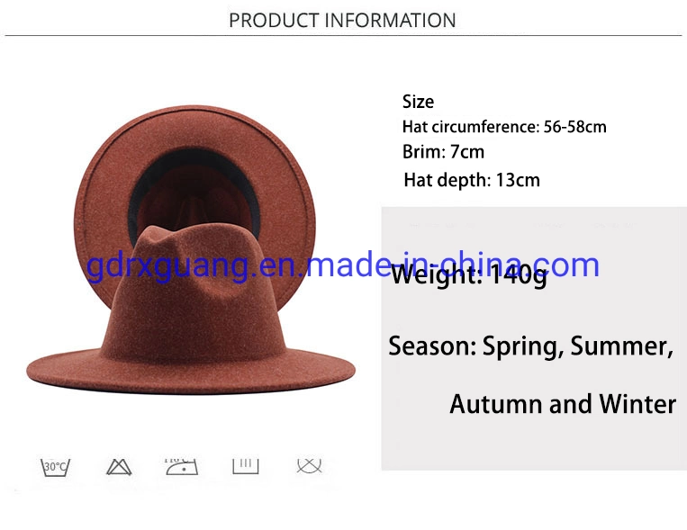 Wholesale Quality Custom Logo Mens Women Wool Felt Fedora Hats