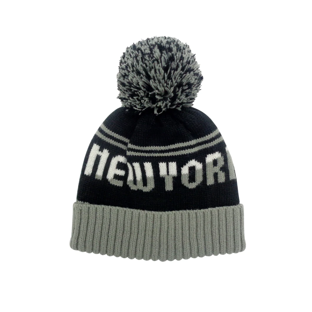 Custom OEM ODM Winter Warm Men Knitted Jacquard POM Hats