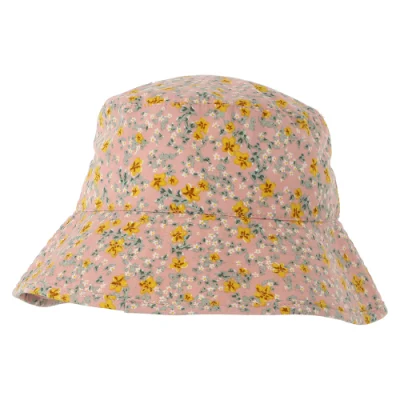 Neues Design, bedruckter Gänseblümchen-Pixie-Fischerhut, Sommer-Reise-Sonnenschutz-Polyester-Eimerhut für Damen