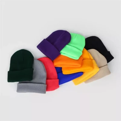 Modische individuelle Stickerei mit Logo, einfarbig, warme Wintermütze, Strickmütze, solide warme Strickmütze, individuell gestrickte Mütze, Wintermützen, Beanie-Mützen